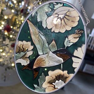 Vintage Hanging Stained‎ Glass Suncatcher Bird Floral